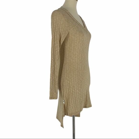Anthropologie Deletta Tan Ribbed Tunic Top Women's Size XS - Picture 7 of 9